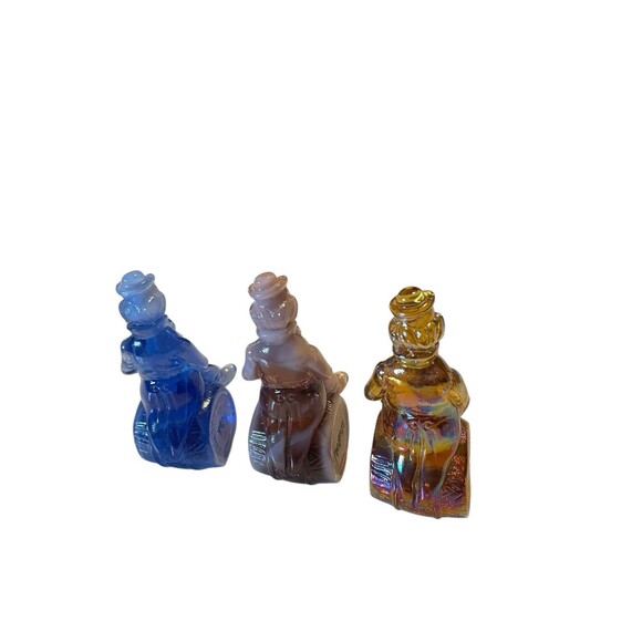 Mosser Slag Glass Clowns Set Of 3 Rufus, Von & Xxey 1980s - Picture 5 of 8